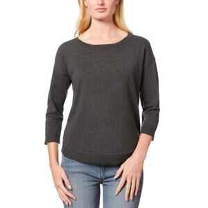 Melissa Paige Women's Boat-Neck Button-Back Sweater Charcoal Grey Size S